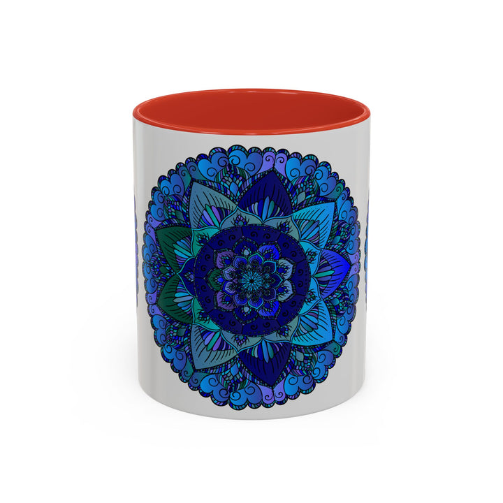 Beautiful Blue and Purple Mandala Mug featuring intricate Bohemian Art designs