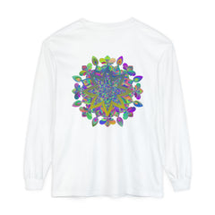 Colorful Mandala Unisex Long Sleeve T-Shirt featuring vibrant, intricate design