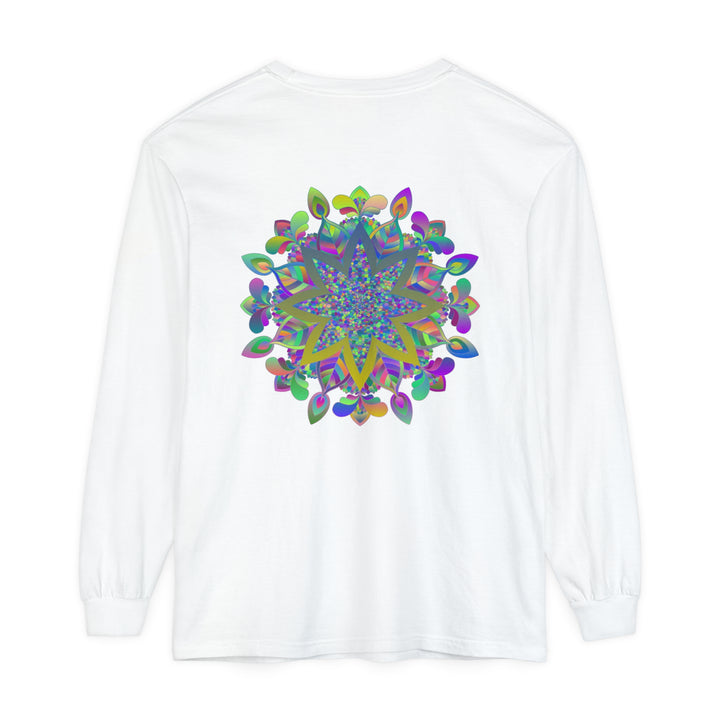 Colorful Mandala Unisex Long Sleeve T-Shirt featuring vibrant, intricate design