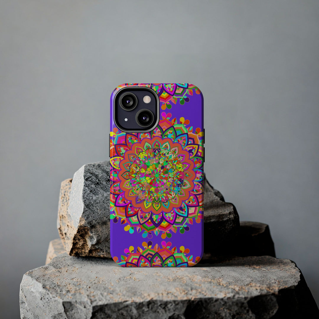 Beautiful hand drawn purple Mandala Art phone case for stylish protection