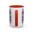 Colorful floral mandala art design on ceramic mug for coffee lovers