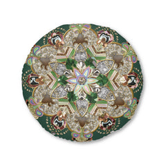 Round Tufted Floor Pillow with Ornate Mandala Design