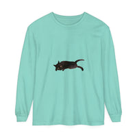 Black cat design unisex long sleeve t-shirt for comfortable sleepwear