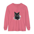Black Cat Portrait Unisex Long Sleeve T-Shirt featuring a realistic feline design