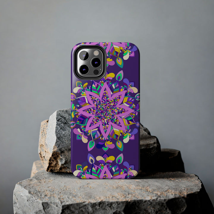 Hand drawn purple Mandala Art iPhone X/XS phone case, featuring intricate and detailed design