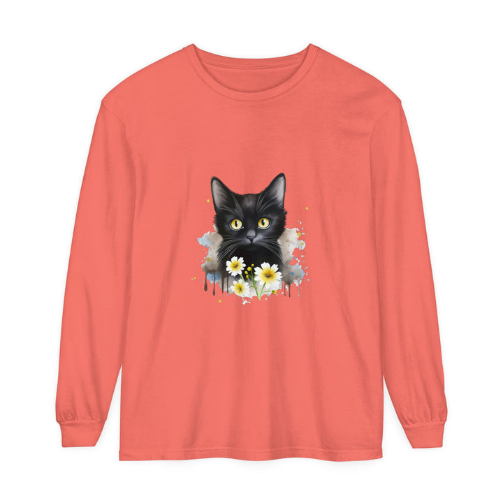 Black Cat Watercolor Floral Unisex T-Shirt featuring a beautiful feline design