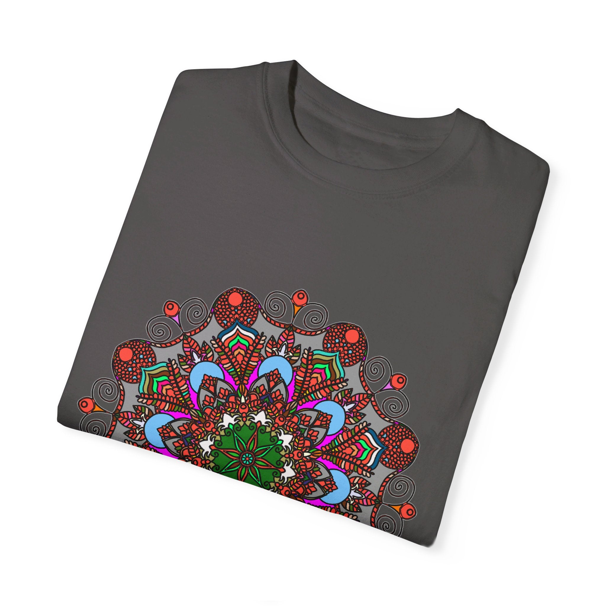 Unisex Mandala T-Shirt made with 100% Ring-Spun Cotton, featuring Hand-Drawn Mandala Art and Garment-Dyed for Extra Comfort