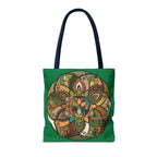 Boho Mandala Tote Bag — Green Floral Pattern AOP Shopper