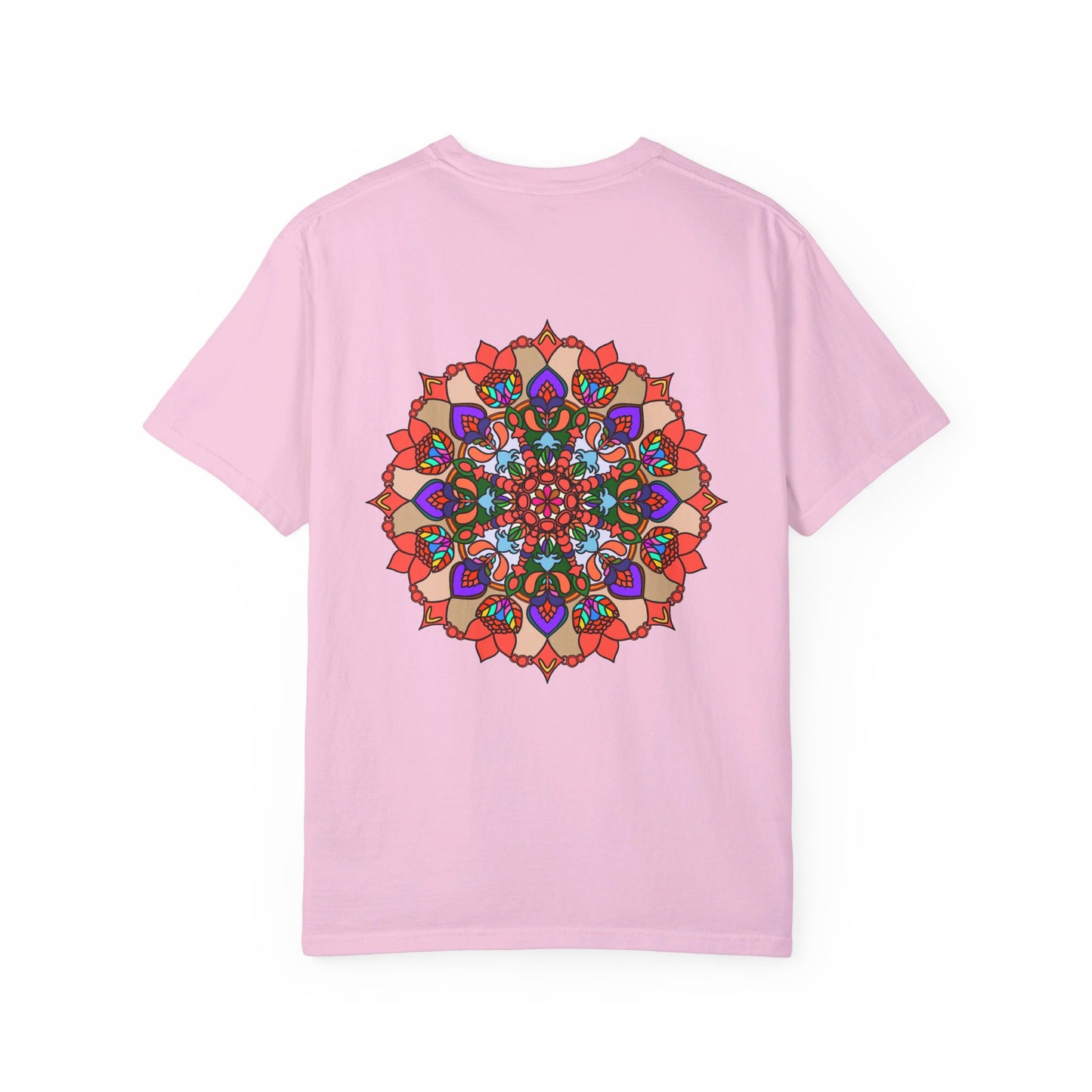 Unisex Mandala T-Shirt made of 100% ring-spun cotton, garment-dyed for extra comfort, featuring hand-drawn mandala art