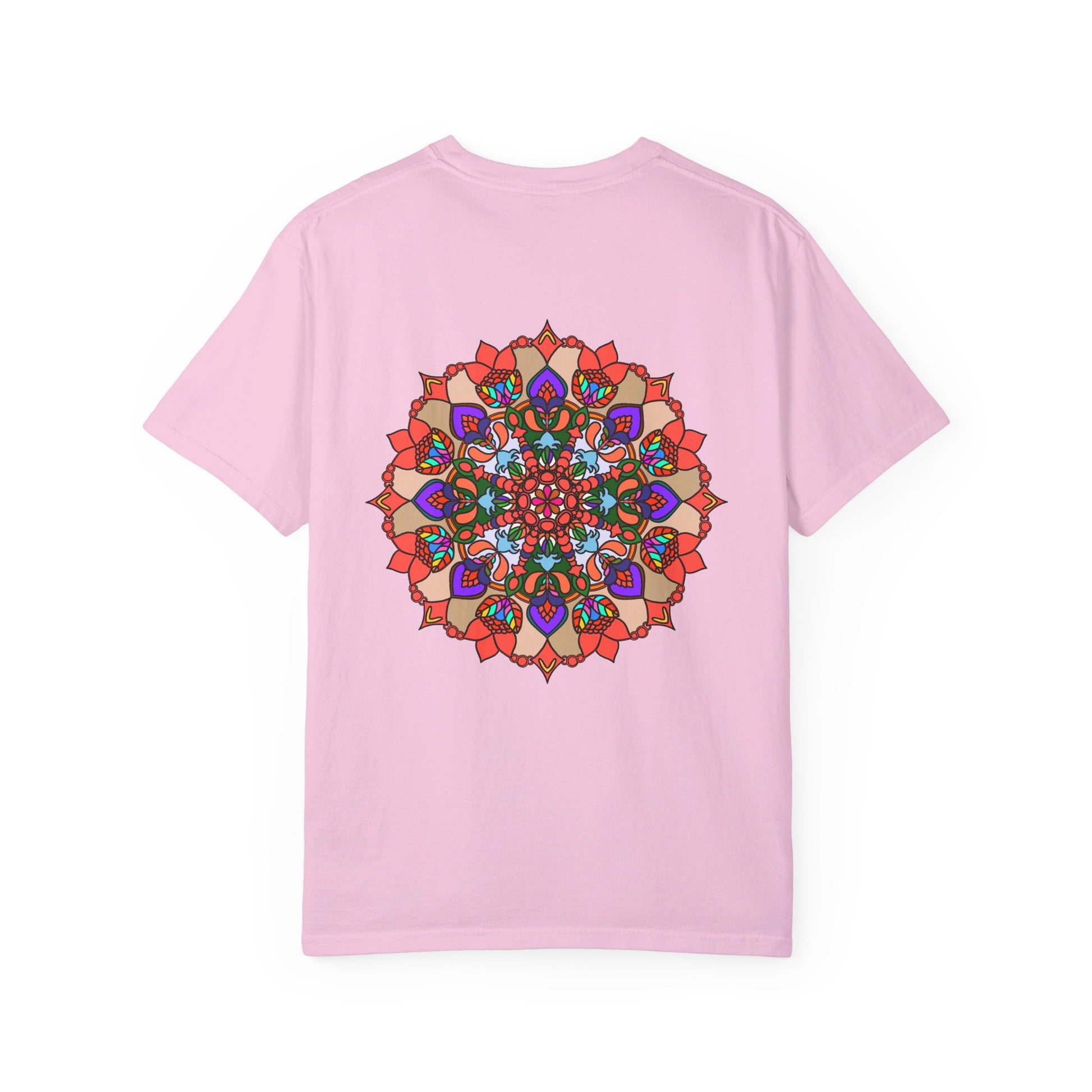 Unisex Mandala T-Shirt made of 100% ring-spun cotton, garment-dyed for extra comfort, featuring hand-drawn mandala art