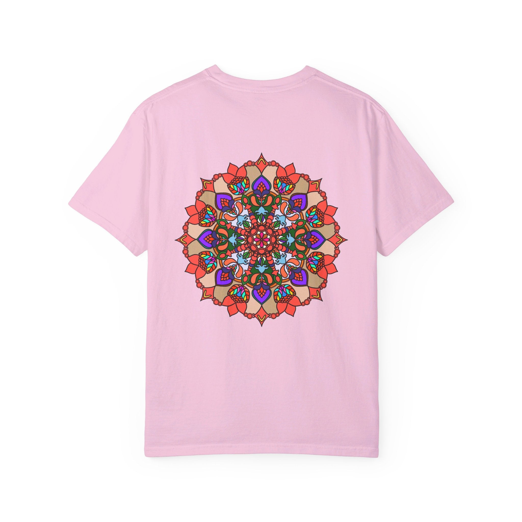 Unisex Mandala T-Shirt made of 100% ring-spun cotton, garment-dyed for extra comfort, featuring hand-drawn mandala art