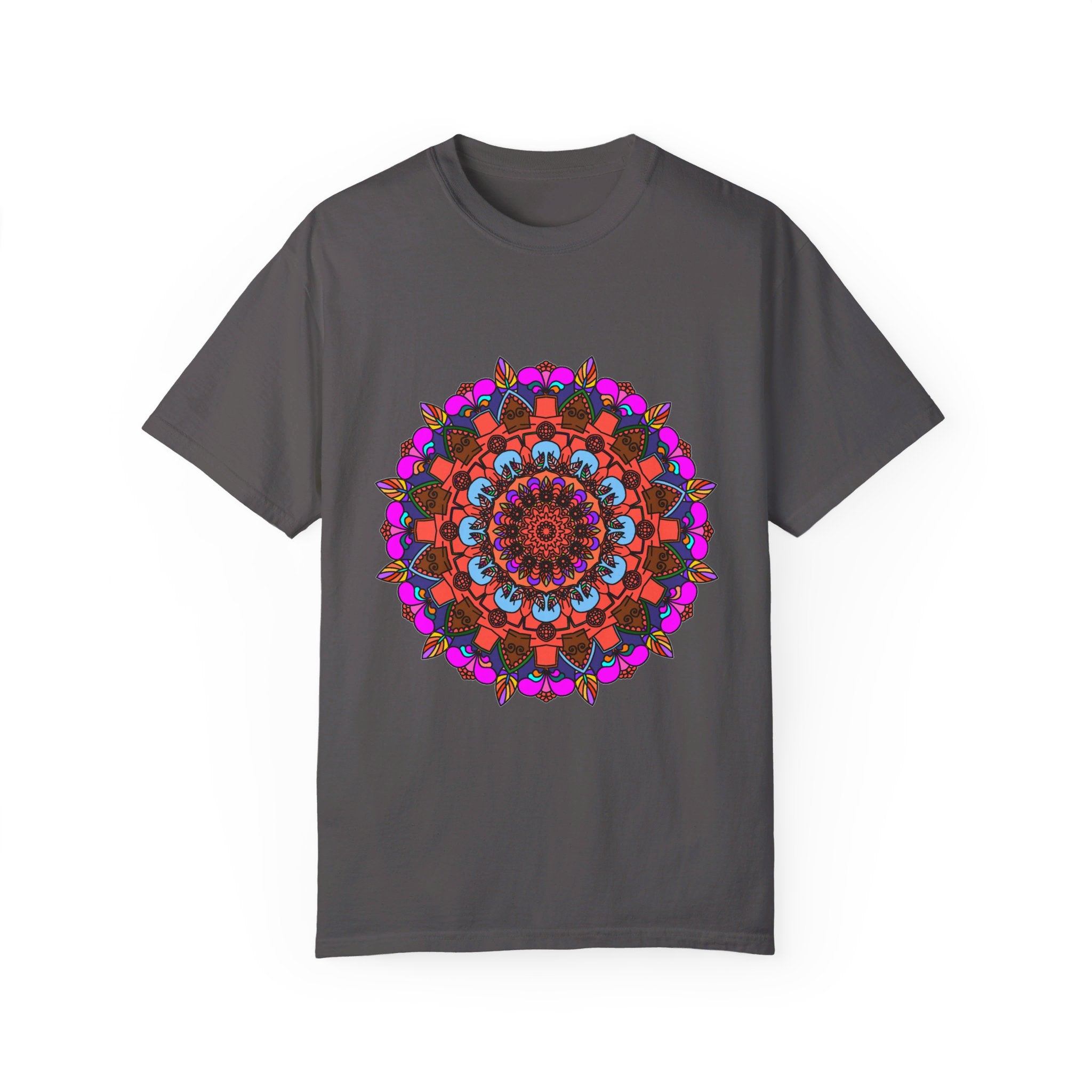 Unisex Mandala T-Shirt made of 100% Ring-Spun Cotton with Hand-Drawn Mandala Art and Garment-Dyed for Extra Comfort