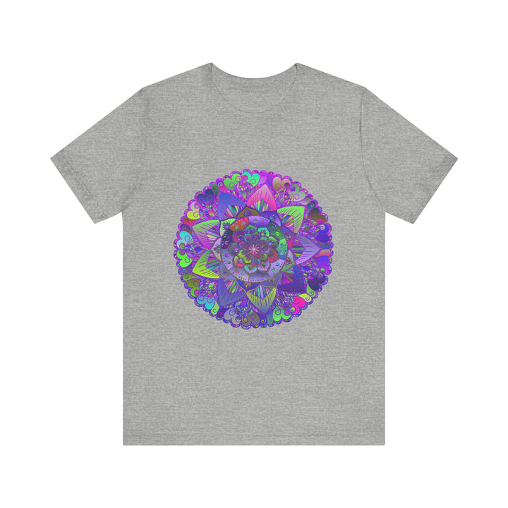 Vibrantly colored and intricately designed psychedelic mandala t-shirt for a bold and eye-catching fashion statement