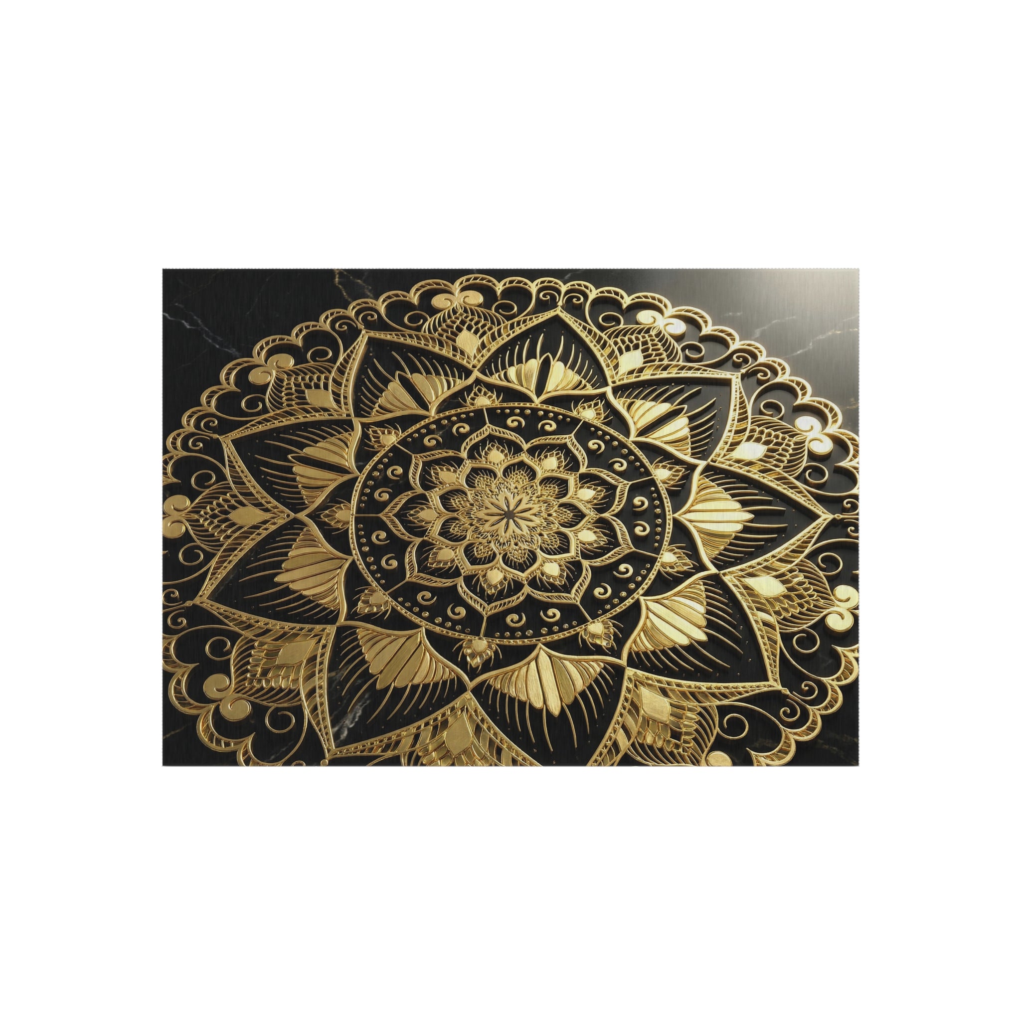 Gold Mandala Outdoor Rug — Boho Patio Mat for Porch, Deck & Garden