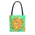 Borsa tote con mandala floreale — Stampa integrale verde tropicale brillante