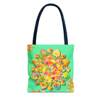 Borsa tote con mandala floreale — Stampa integrale verde tropicale brillante
