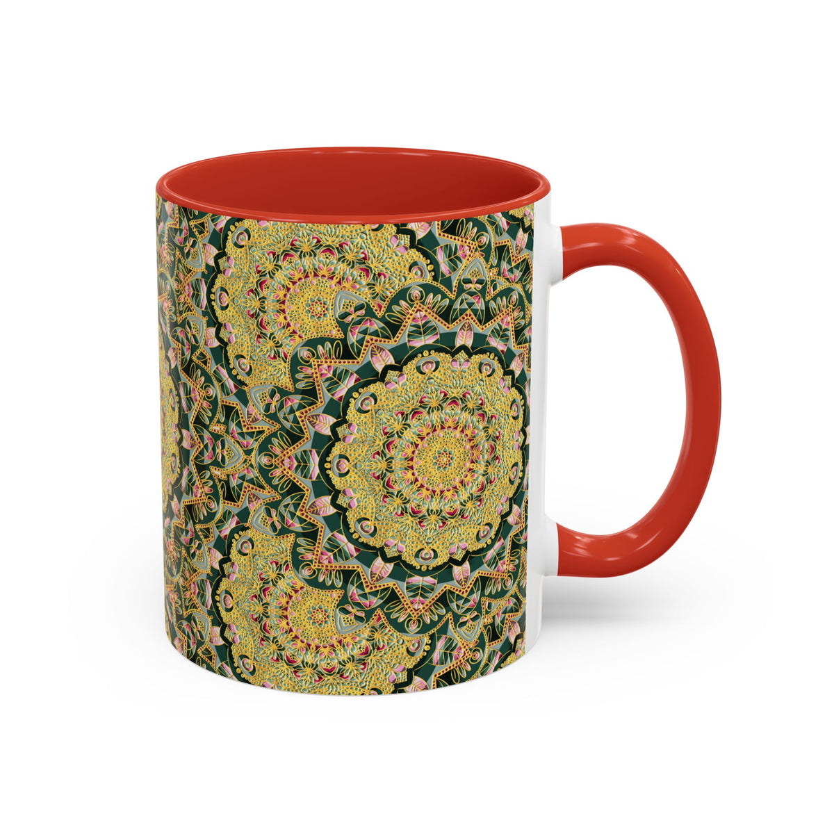 Mandala Floral Coffee Mug – Bohemian Botanical Ceramic Cup
