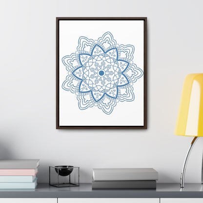 Vibrant steel blue mandala design wall art on gallery canvas wraps