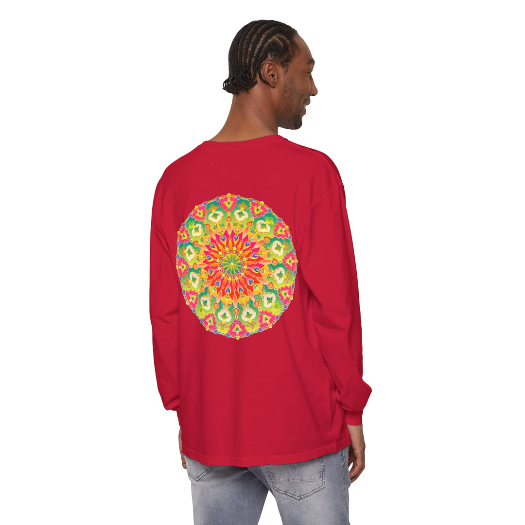 Colorful and detailed mandala design long sleeve t-shirt for vibrant style