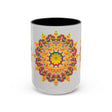 Beautifully crafted mug adorned with a vibrant floral mandala art