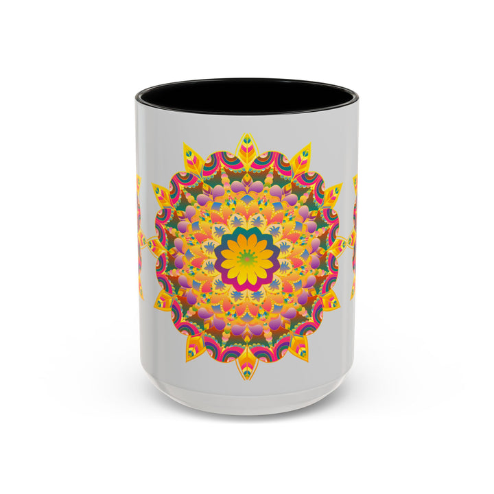 Beautifully crafted mug adorned with a vibrant floral mandala art