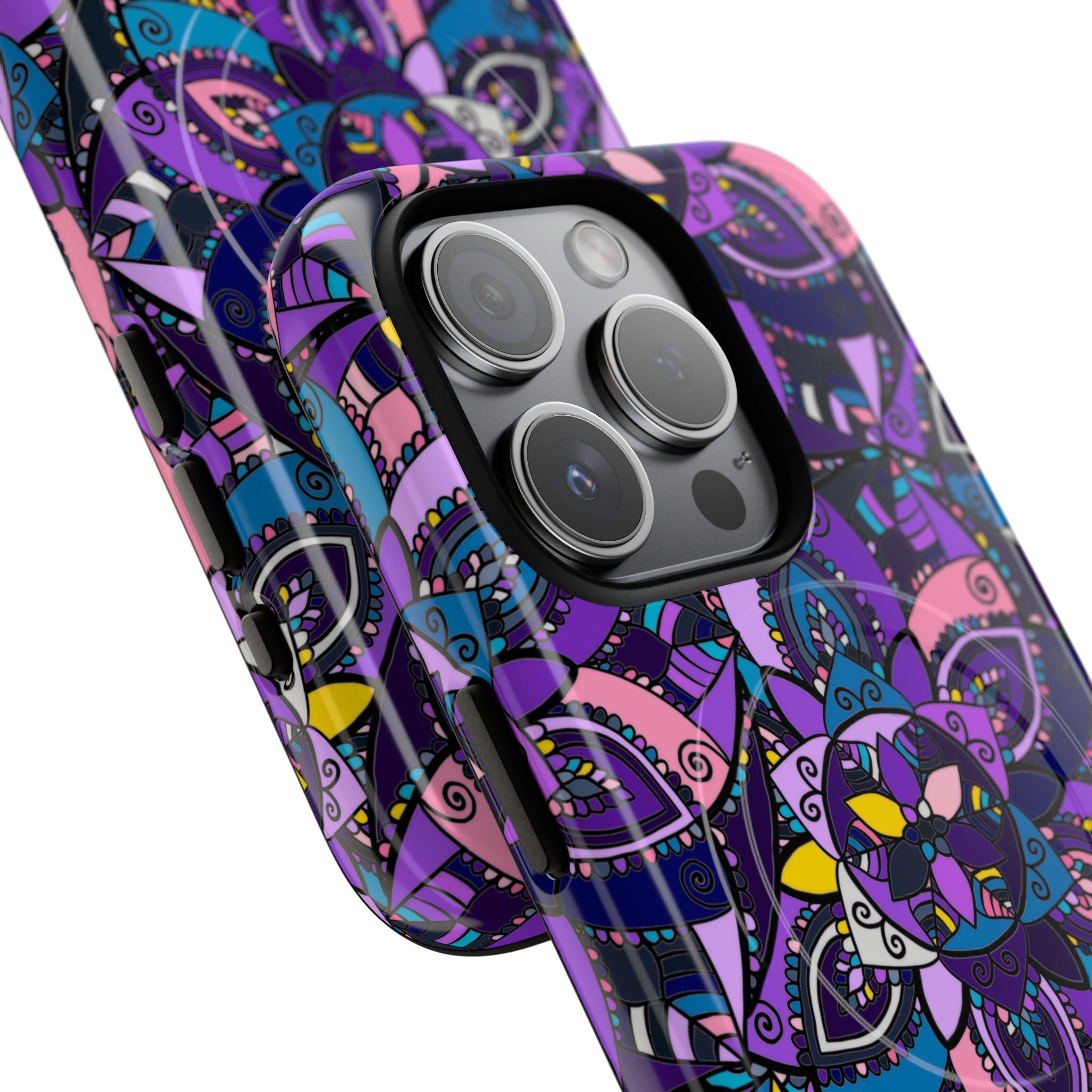 Magnetic Phone Case — Purple Mandala Floral Tough Case