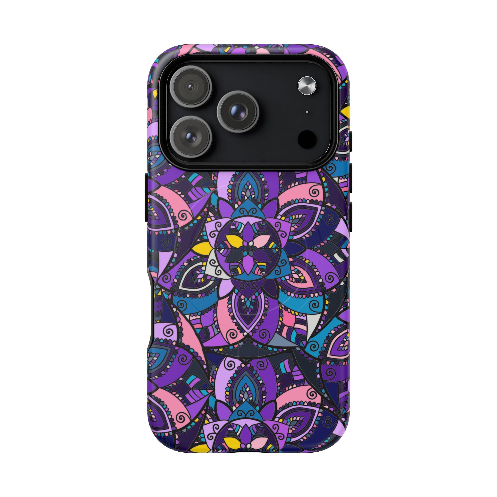 Magnetic Phone Case — Purple Mandala Floral Tough Case