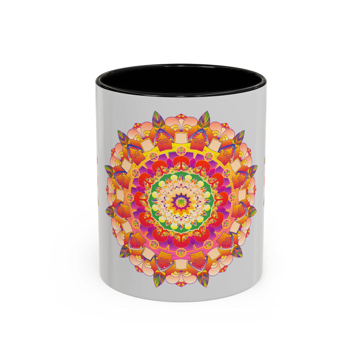 Beautiful ceramic mug with colorful mandala pattern