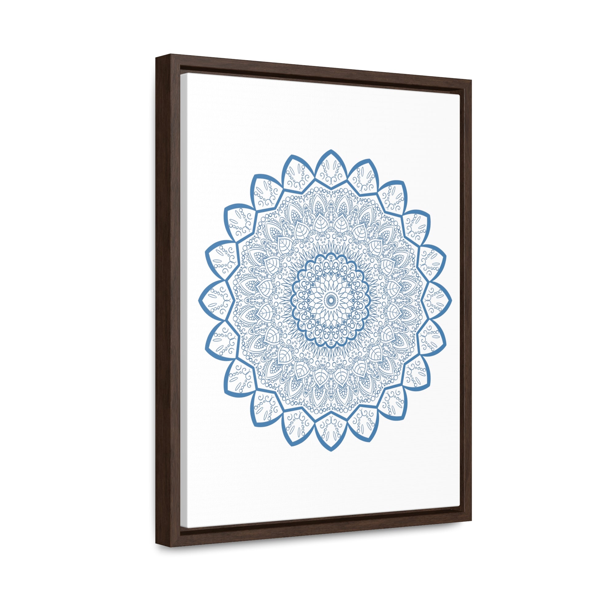 Beautifully crafted Mandala Handmade Art in Steel Blue, perfect for decorating your space with intricate design on Gallery Canvas Wraps