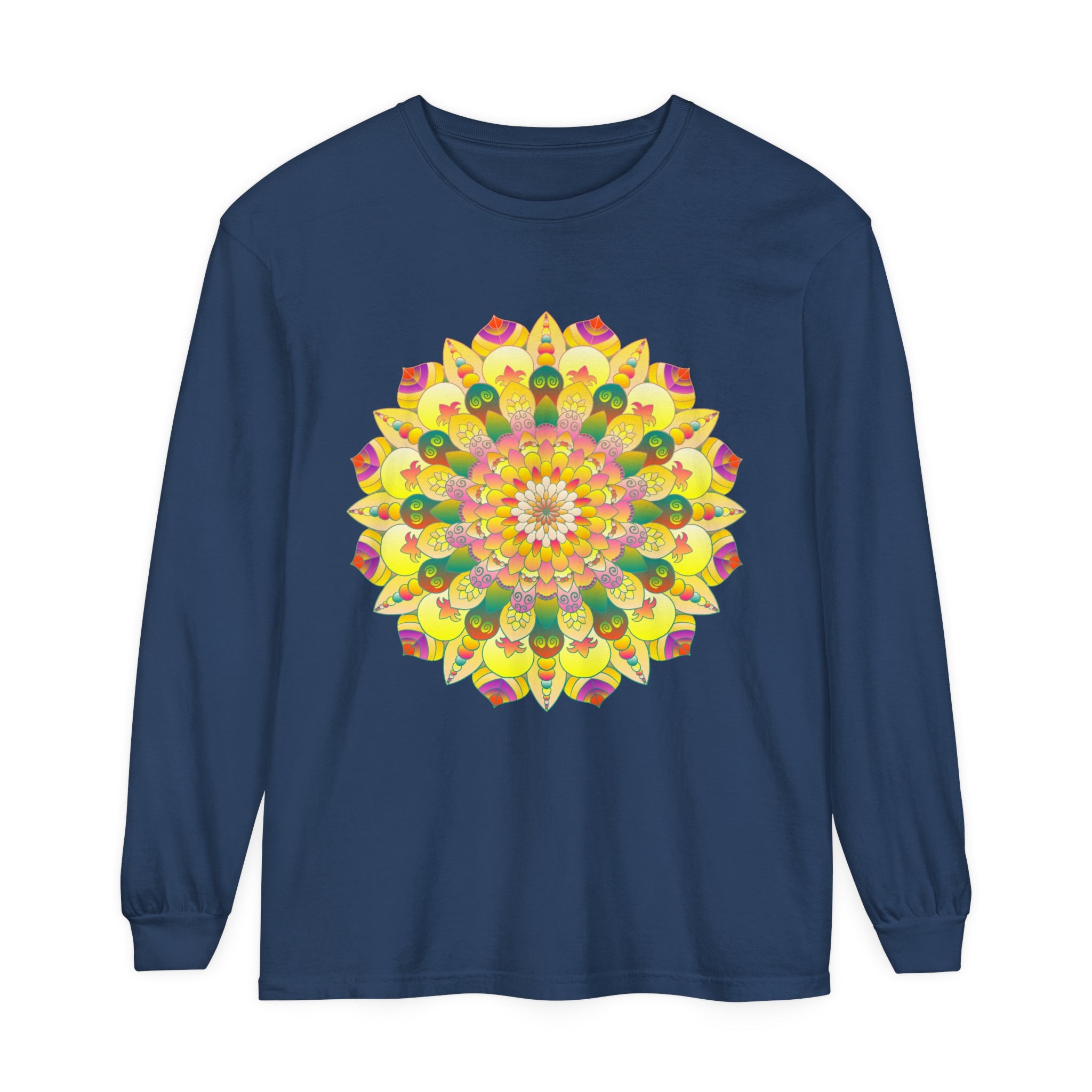 Colorful and intricate mandala design long sleeve t-shirt for all genders