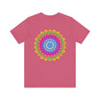 A colorful mandala design t-shirt with spiritual and peaceful vibes