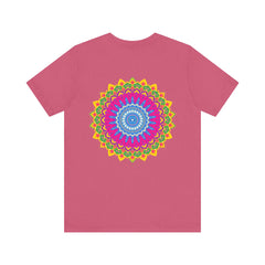 A colorful mandala design t-shirt with spiritual and peaceful vibes