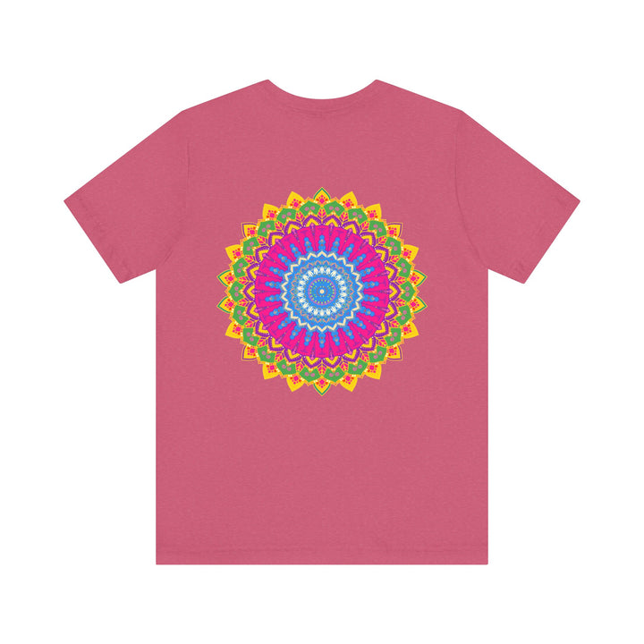 A colorful mandala design t-shirt with spiritual and peaceful vibes