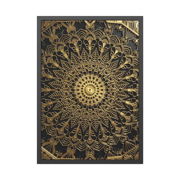 Majestic Stillness – Black & Gold Luxury Framed Poster by Blululi