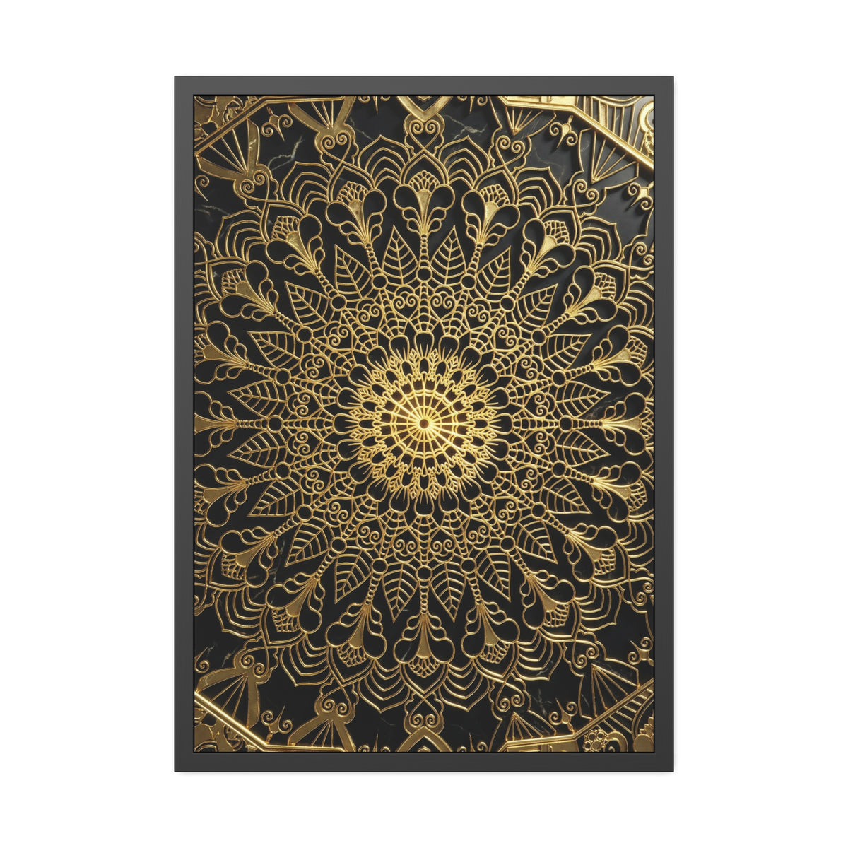 Majestätische Stille – Schwarz-Gold Luxus-Poster mit Rahmen
