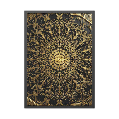 Majestätische Stille – Schwarz-Gold Luxus-Poster mit Rahmen