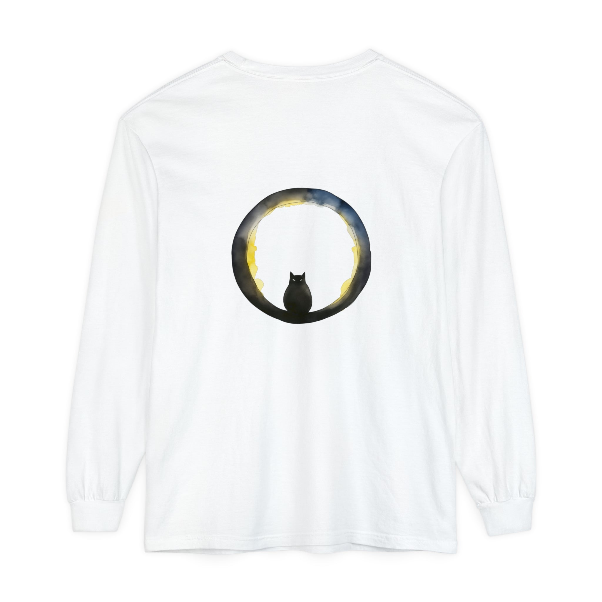 Black Cat Crescent Moon Halloween T-Shirt with spooky design and Halloween themed graphic, perfect for October festivities and trick-or-treating