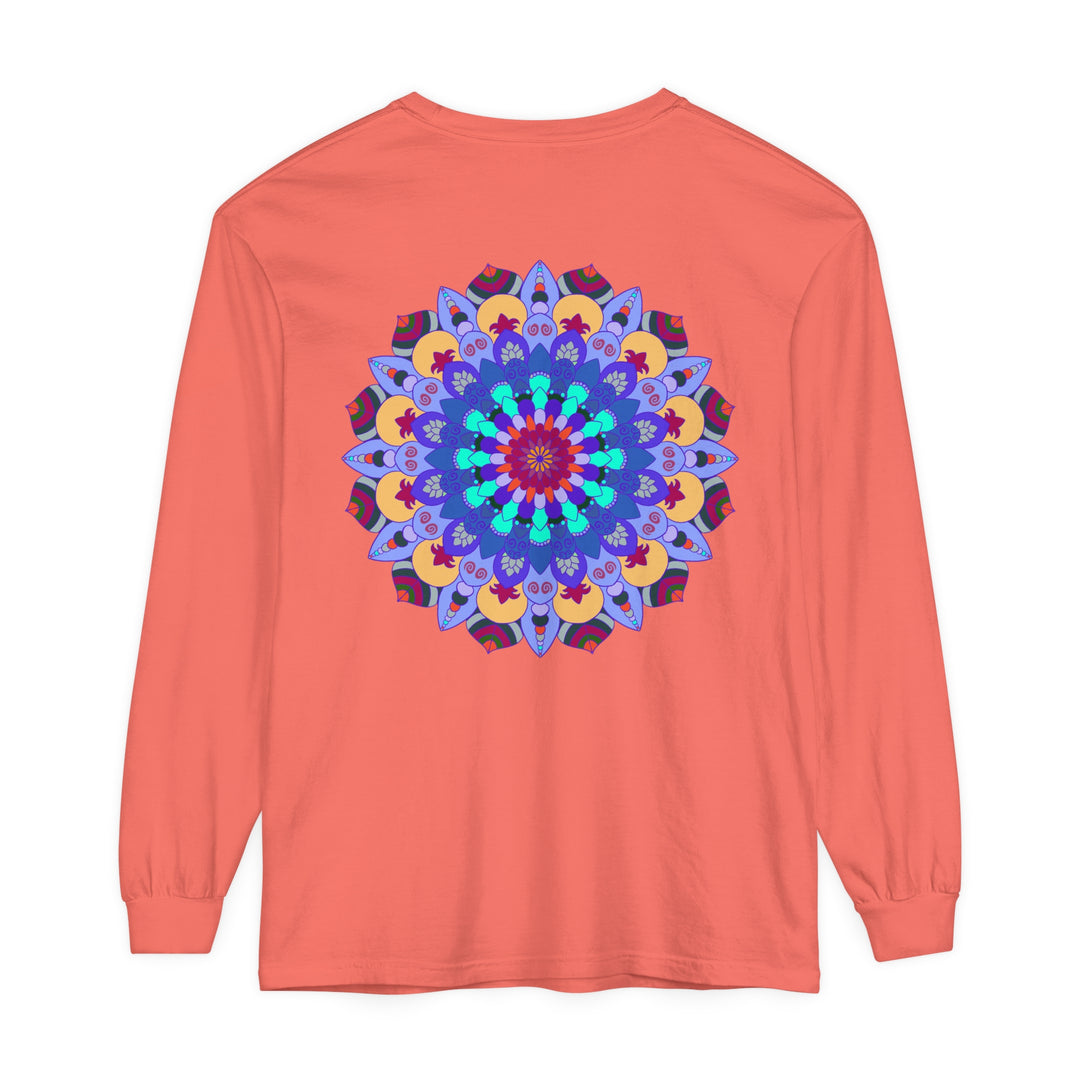 Colorful and intricate mandala design long sleeve t-shirt in vibrant hues