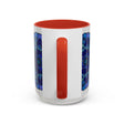 Beautiful blue and purple mandala mug with intricate Bohemian art design