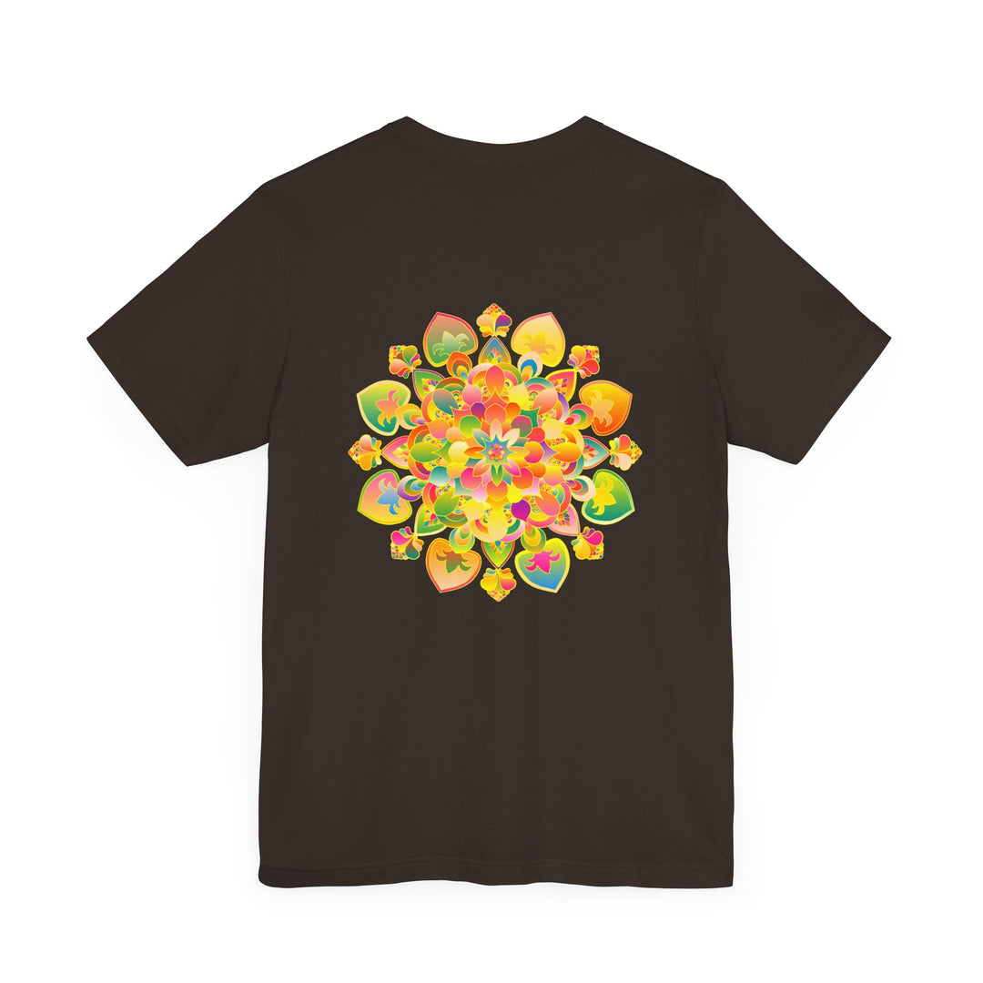 A beautiful and colorful vibrantly designed mandala tee representing spiritual peace and harmony