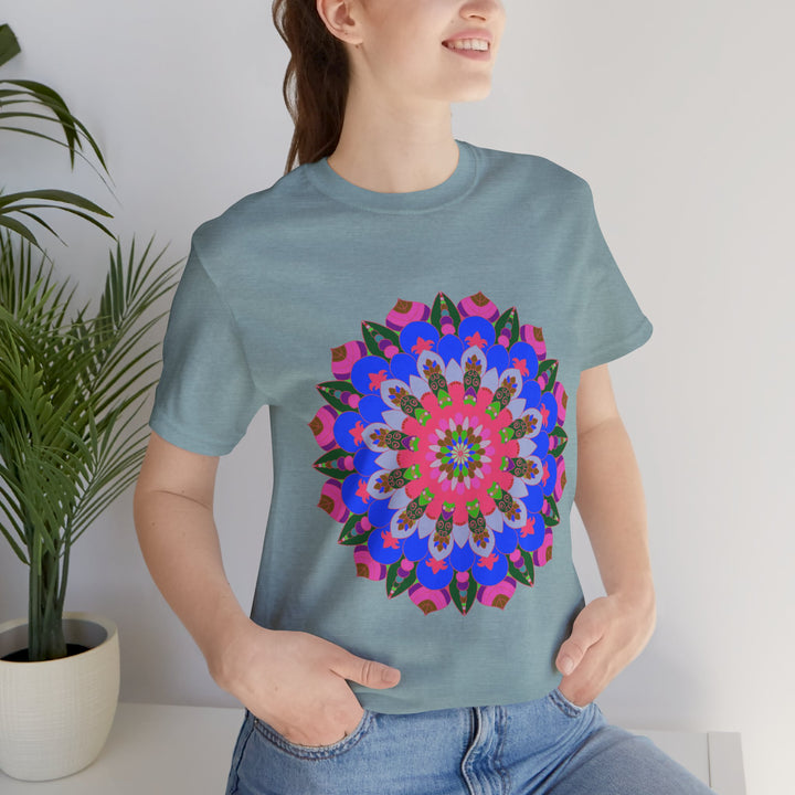 Vibrant and intricate mandala patterned geometric t-shirt in a variety of colors