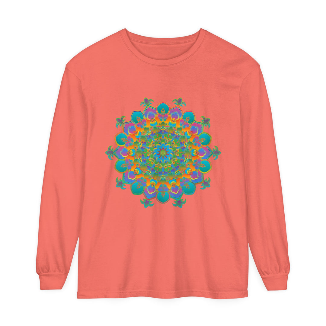 Colorful mandala design long sleeve t-shirt for both men and women