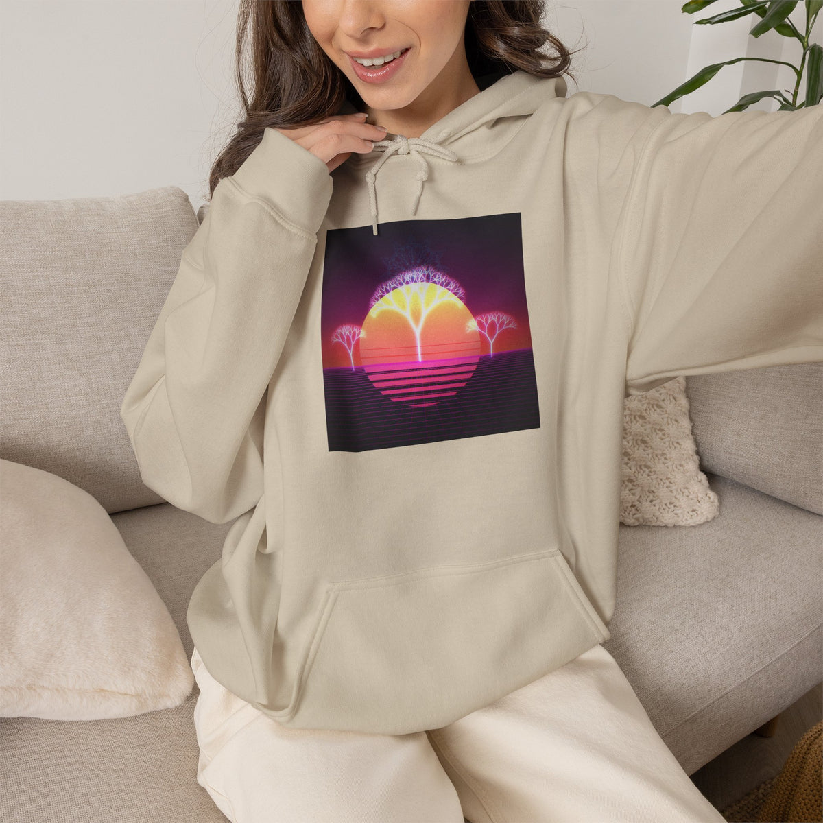 Felpa con cappuccio Retro Sunset Tree of Life