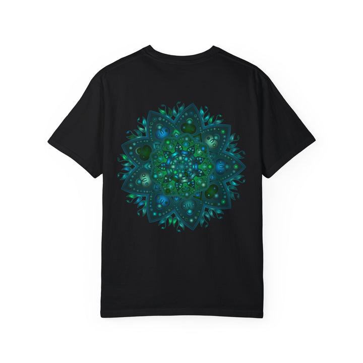 Unisex hand-drawn intricate mandala design t-shirt in black and white