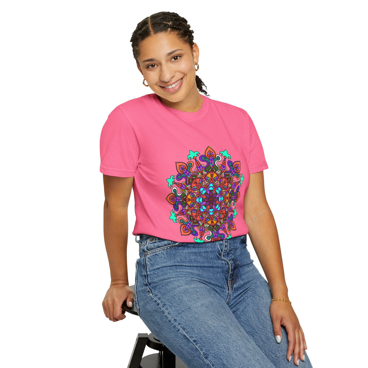 Mandala Art T-Shirt in Bold Colors for Creative Expression