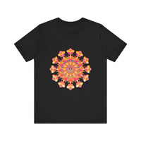 Vibrant Mandala Tee featuring pink, yellow, orange, and green hues, perfect for adding a pop of color to your wardrobe