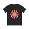 Vibrant Mandala Tee featuring pink, yellow, orange, and green hues, perfect for adding a pop of color to your wardrobe