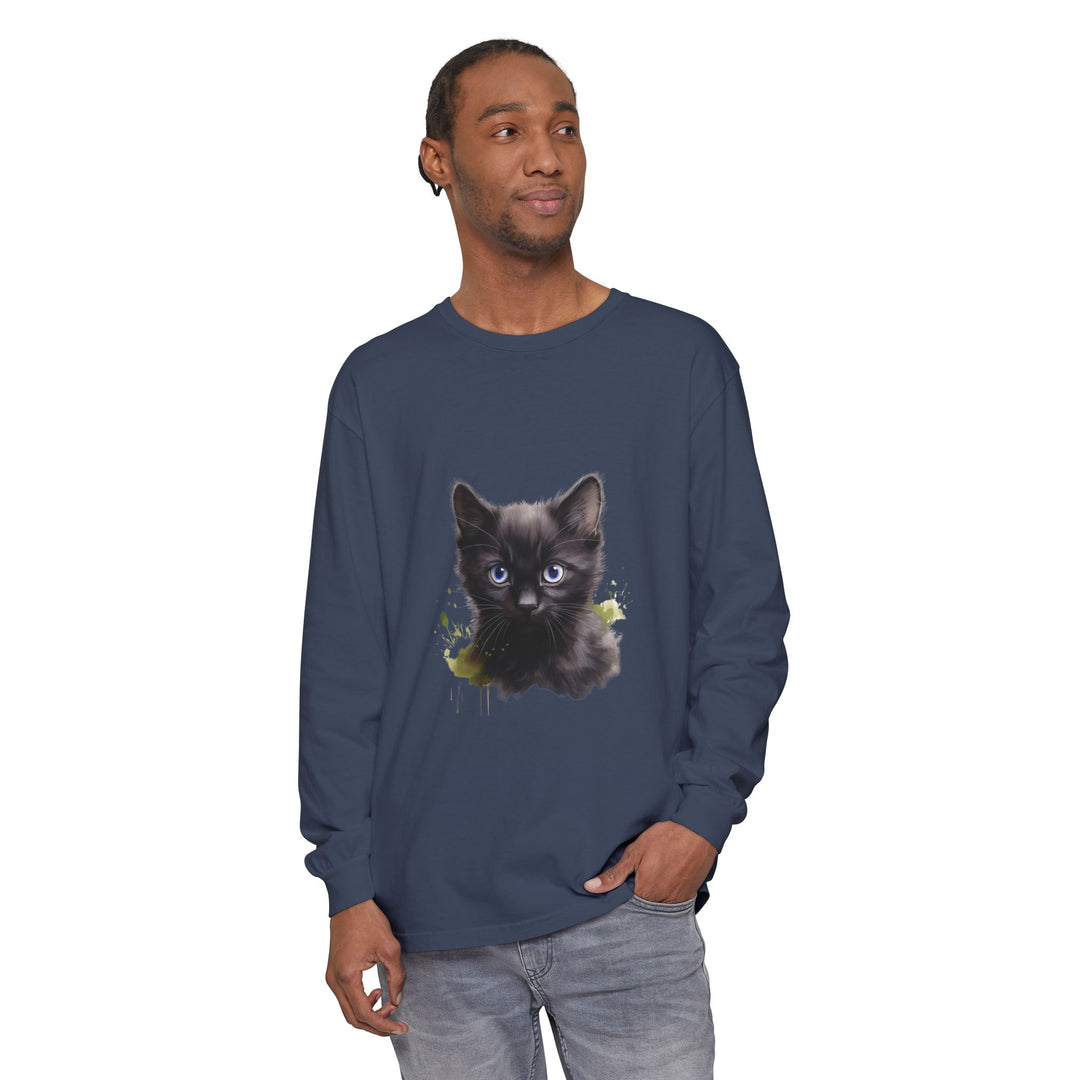 Mystische schwarze Katze – Langarm-T-Shirt