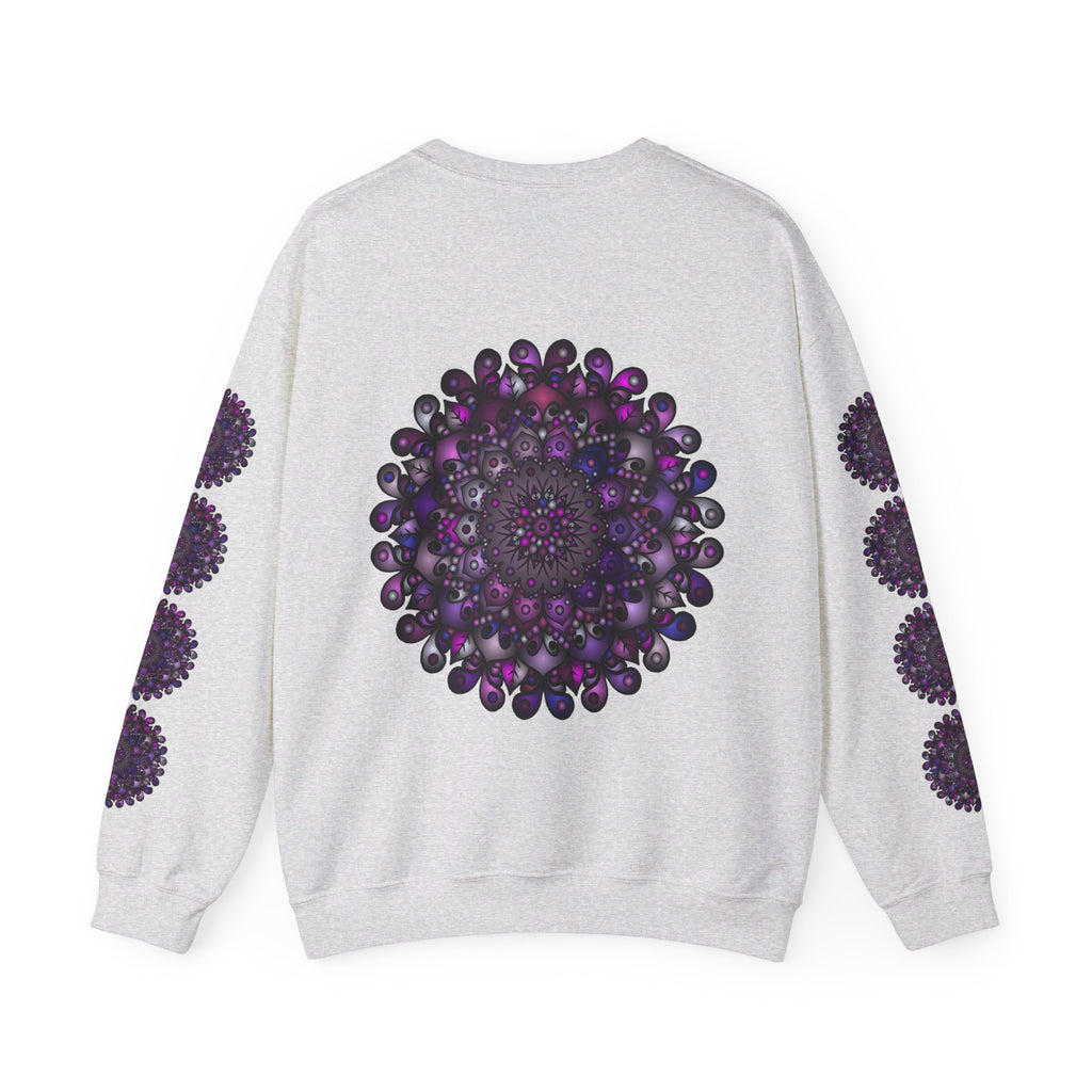 Unisex Heavy Blend™ Crewneck Sweatshirt with Purple Mandala Design, a cozy and stylish garment perfect for casual wear or lounging at home