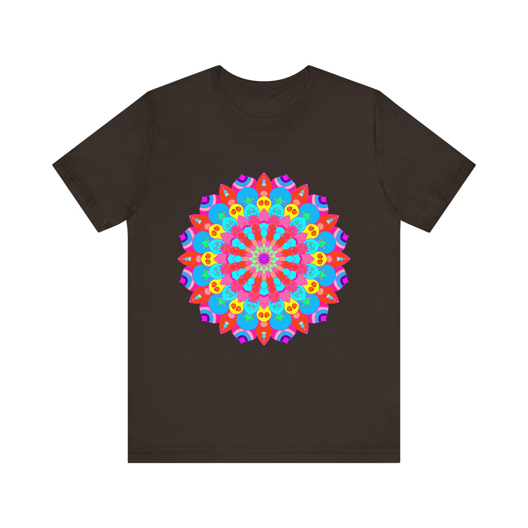 Vibrant and colorful mandala t-shirt featuring psychedelic art design